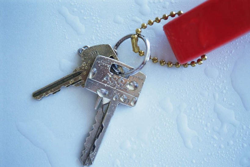 无人,横图,俯视,室内,特写,白天,白色背景,安全,静物,装饰,防护,钥匙,钥匙圈,两个,装饰物,摄影,影棚,保护,华丽,修饰,点缀,开启,封闭,保险,私密,保全,周全,安稳,安定,防盗,衬托,美观,雅致,雅观,平安,彩图,高角度拍摄,影棚拍摄,拍摄