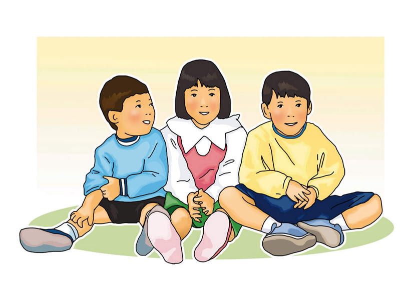 东方人,儿童,无人,三个人,伙伴,朋友,坐,笑,盘腿,微笑,横图,插画,室内,白天,白色背景,正面,友谊,纯洁,数码,科技,亚洲,阴影,服装,网络,长方形,高光,几何,计算机图形,合成,图画,注视,休闲装,黄种人,画,小孩,衣服,黄色,观察,看,休闲,休闲服,可爱,童年,童趣,服饰,观看,张开双腿,挠,电脑合成图,数码合成图,察看,关注,漫画,童真,烂漫,无邪,写实,具体,具象,天真,友情,男孩,男人,男性,女孩,女人,女性,亚洲人,盘腿而坐,盘膝,盘着腿的,盘着腿坐,双腿交叉,坐着,彩图,全身,男生,女生