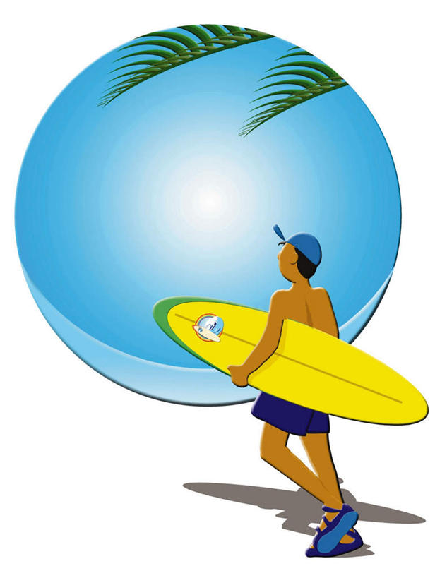 一个人,无人,竖图,插画,室内,白天,白色背景,数码,科技,帽子,鞋子,叶子,仅一个男性,仅一个人,一块,握,阴影,反射,光线,网络,冲浪板,影子,绿叶,高光,几何,计算机图形,拿,合成,图画,拿着,运动器械,画,仅一个年轻男性,背面,蓝色,蓝天,天空,阳光,沙滩鞋,遮阳帽,天,扛,嫩叶,健身器械,握着,沙滩裤,电脑合成图,数码合成图,扛着,健身器材,漫画,写实,具体,具象,冲浪装备,男人,男性,年轻男性,叶,叶片,彩图,全身,运动器材