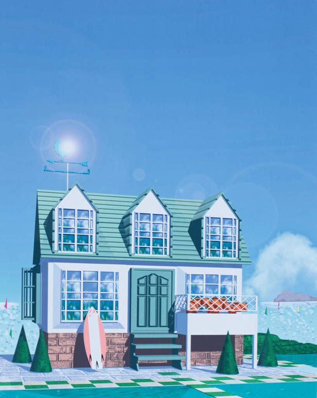 无人,家,竖图,室内,白天,正面,数码,科技,沙滩,太阳,植物,别墅,阴影,光线,网络,沙子,影子,房屋,屋子,海岸,公寓,沙地,高光,几何,计算机图形,合成,洋房,楼房,住宅,树,树木,蓝色,绿色,蓝天,天空,阳光,自然,天,生长,成长,电脑合成图,数码合成图,写实,具体,具象,海滩,彩图,房子