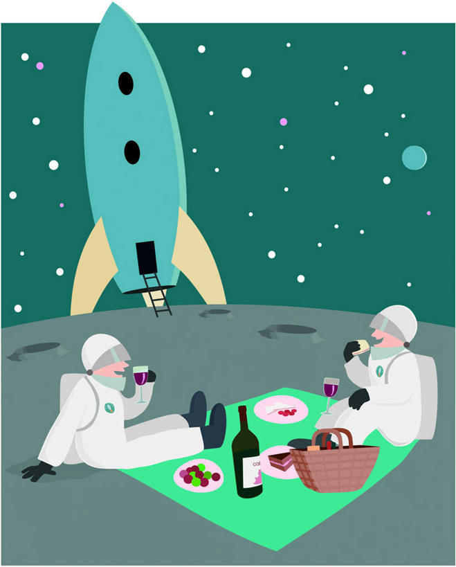 红酒,葡萄酒,西方人,无人,两个人,宇航员,坐,笑,吃,微笑,露齿笑,竖图,插画,室内,白天,正面,探险,神秘,数码,火箭,航天,宇宙,科技,杯子,餐具,欧洲,欧洲人,许多,握,阴影,宇航服,服装,飞船,科学,太空,太空船,网络,星球,碟子,高脚杯,篮子,盘,头盔,坐垫,星星,食品,红酒杯,酒类,很多,高光,几何,计算机图形,拿,合成,图画,拿着,注视,休闲装,玻璃制品,画,酒,酒瓶,食物,饮料,衣服,自然,盘子,玻璃瓶,酒杯,瓶子,碟,观察,看,碰杯,休闲,休闲服,红葡萄酒,探索,举杯,握着,运输,服饰,太阳系,观看,发现,电脑合成图,数码合成图,恒星,天体,察看,太空服,关注,载具,银河系,宇宙飞船,漫画,星体,天文学,外太空,写实,具体,具象,野餐垫,野餐地毯,多功能毯,食物篮,男人,男性,年轻男性,白种人,玻璃杯,嚼,食,坐着,彩图,全身,野餐篮