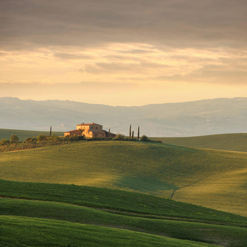 无人,家,农田,方图,室外,白天,正面,旅游,度假,庄稼,农作物,草地,草坪,美景,日落,树林,植物,意大利,欧洲,房屋,屋子,景观,晚霞,霞光,落日,娱乐,楼房,住宅,草,树,树木,绿色,自然,黄昏,享受,休闲,景色,彩霞,放松,生长,成长,托斯卡纳,南欧,自然风光,意大利共和国,托斯卡纳大区,夕照,薄暮,奇扬第,夕阳,彩图,耕地,庄稼田,傍晚,房子,斜阳