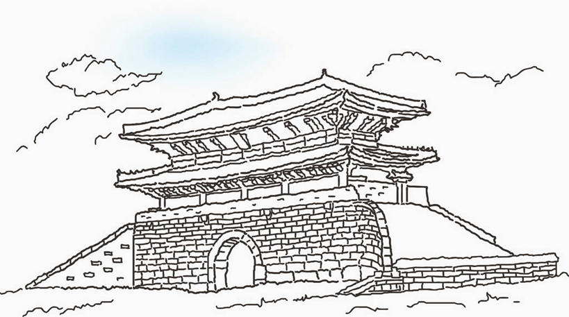 无人,横图,插画,室内,白天,白色背景,正面,旅游,度假,数码,科技,名胜古迹,标志建筑,地标,建筑,首尔,汉城,韩国,亚洲,阴影,遗迹,网络,云,云朵,首都,高光,几何,计算机图形,合成,云彩,图画,古迹,文物,娱乐,建设,古建筑,画,蓝色,白云,蓝天,天空,天,享受,休闲,旅游胜地,放松,晴朗,电脑合成图,数码合成图,合成图,漫画,古文明,东亚,写实,具体,具象,大韩民国,首尔市,首尔特别市,特别市,崇礼门,南大门,晴空,彩图