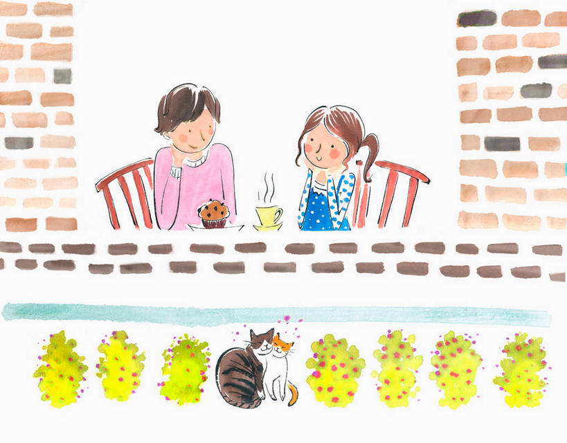 点心,东方人,无人,两个人,坐,笑,微笑,横图,插画,室内,白天,白色背景,正面,爱情,下午茶,建材,数码,科技,植物,建筑,宠物,猫,杯子,餐具,椅子,亚洲,撑,阴影,服装,盛开,网络,材料,瓷器,碟子,盘,砖,砖块,墙,食品,咖啡杯,陶瓷制品,高光,几何,计算机图形,浪漫,合成,花蕾,图画,托腮,注视,休闲装,黄种人,松饼,墙壁,墙面,画,花,花瓣,花朵,鲜花,树,树木,食物,糕点,衣服,绿色,自然,动物,盘子,碟,花苞,花蕊,观察,看,托,两只,休闲,温暖,温馨,休闲服,砖头,恩爱,可爱,恋人,建造,服饰,红砖,生长,成长,观看,纸托,电脑合成图,数码合成图,和睦,察看,合成图,关注,托下巴,瓷杯,猫咪,漫画,写实,具体,具象,玛芬蛋糕,蛋糕托,蛋糕托纸,蛋糕纸托,单手托腮,男人,男性,年轻男性,年轻女性,女人,女性,亚洲人,情侣,石料,坐着,半身,彩图,砌墙砖,伴侣,融洽