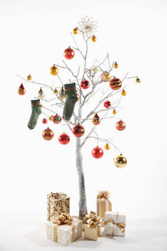 无人,竖图,室内,白天,白色背景,正面,植物,礼盒,礼物,圣诞节,阴影,节日,庆祝,装饰,反射,挂饰,丝绸,丝带,影子,纸盒,枝条,缎带,圣诞球,文化,圣诞袜,袜子,绸带,盒子,球,树,树木,树枝,绿色,自然,包装盒,蝴蝶结,礼品盒,庆典,球体,摄影,礼品,影棚,生长,成长,纪念,捆绑,华丽,修饰,点缀,衬托,美观,雅致,雅观,绑缚,虬枝,枝杈,彩图,影棚拍摄,拍摄