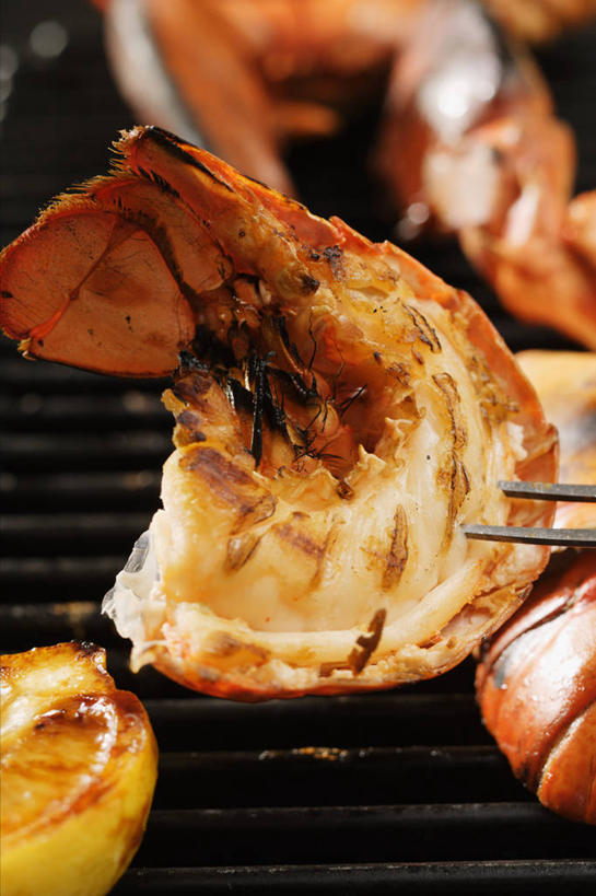 海鲜,龙虾,无人,竖图,俯视,室内,特写,白天,烧烤,餐桌,桌子,阴影,朦胧,模糊,反射,影子,虾,烤架,烤肉,水产,海洋生物,铁架,餐台,水生动物,海产品,水生物,海底动物,彩图,高角度拍摄