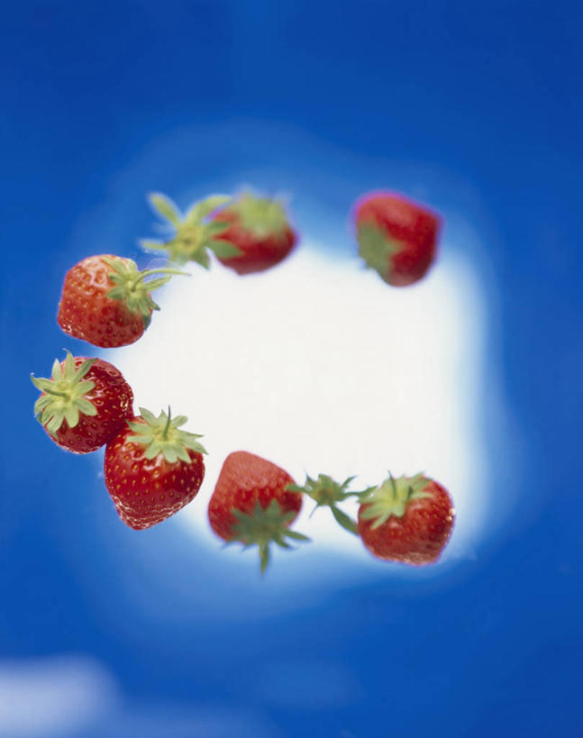 无人,竖图,俯视,室内,特写,白天,草莓,浆果,水果,叶子,阴影,曲折,弯曲,新鲜,反射,影子,生食,食品,果实,绿叶,食物,蓝色,白色,嫩叶,摄影,蜿蜒,有机食品,绿色食品,影棚,叶,叶片,洋莓,水果皇后,红莓,地莓,彩图,高角度拍摄,影棚拍摄,拍摄