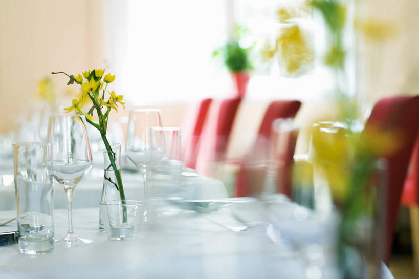 无人,客厅,横图,俯视,室内,特写,白天,餐桌,窗户,桌子,杯子,餐具,椅子,阴影,朦胧,模糊,盛开,反射,碟子,高脚杯,盘,影子,木椅,墙,红酒杯,花蕾,玻璃窗,墙壁,墙面,玻璃制品,花,花瓣,花朵,鲜花,黄色,红色,白色,盘子,酒杯,碟,花苞,花蕊,餐台,起居室,葡萄酒杯,客堂,玻璃杯,彩图,高角度拍摄