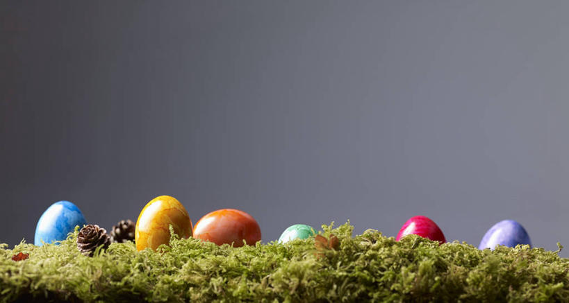 无人,横图,俯视,彩色,室内,特写,白天,餐桌,桌子,复活节,许多,阴影,灰色背景,节日,庆祝,反射,影子,蛋,青苔,苔藓,很多,文化,庆典,摄影,影棚,餐台,纪念,五颜六色,色彩斑斓,五彩缤纷,彩蛋,复活节彩蛋,五彩斑斓,五光十色,彩图,高角度拍摄,影棚拍摄,拍摄