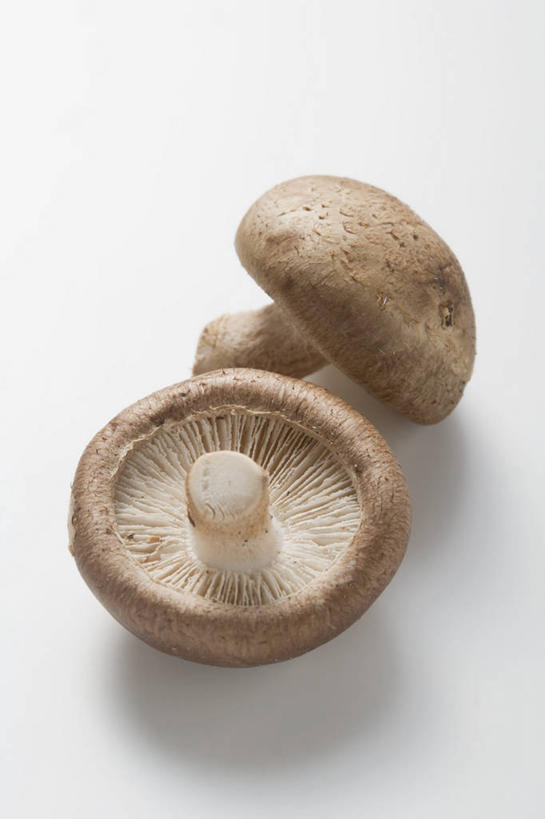 无人,竖图,俯视,室内,特写,白天,白色背景,餐桌,桌子,蔬菜,阴影,新鲜,反射,影子,菌菇,香菇,食品,褐色,菌类,食物,两个,食用菌,摄影,有机食品,绿色食品,影棚,餐台,彩图,高角度拍摄,影棚拍摄,拍摄