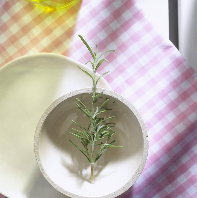 无人,竖图,俯视,室内,特写,白天,餐桌,桌子,阴影,反射,布料,方格,格子,影子,陶瓷,调味,香料,佐料,陶瓷制品,布纹,桌布,红色,白色,餐巾,容器,台布,碗,餐台,储藏,迷迭香,配料,储存,海洋之露,作料,彩图,高角度拍摄,贮存