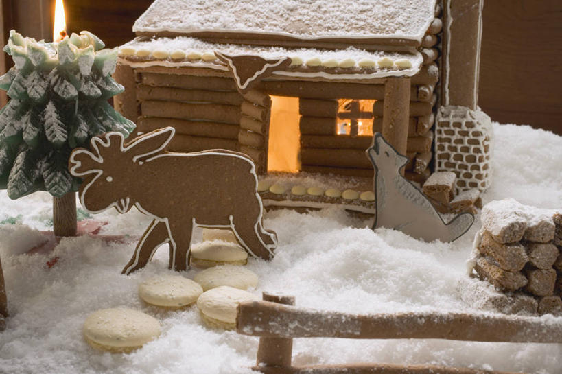 点心,无人,横图,俯视,室内,特写,白天,雪,大雪,桌面,桌子,圣诞节,阴影,节日,庆祝,光线,木制,影子,积雪,雪景,冬季,冬天,灯光,食品,甜点,文化,食物,糕点,木制品,饼干,甜食,零食,庆典,寒冷,纪念,姜饼,严寒,姜饼屋,德式姜饼,彩图,高角度拍摄,圣诞姜饼屋