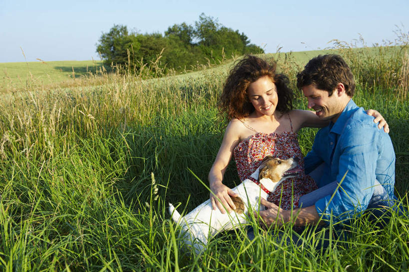 西方人,两个人,夫妻,农田,坐,抱,笑,微笑,露齿笑,横图,室外,白天,正面,衬衫,爱情,庄稼,农作物,植物,宠物,狗,吊带,欧洲,欧洲人,阴影,花纹,服装,光线,图案,影子,棕色,浪漫,麦田,注视,吊带衫,一只,衣服,蓝色,绿色,阳光,自然,动物,观察,看,恩爱,可爱,恋人,服饰,生长,成长,抱着,观看,察看,搂着,衣着,穿着,关注,忠诚,衣饰,男人,男性,年轻女性,女人,女性,中年男性,白种人,长发,卷发,夫妇,情侣,犬,搂,坐着,彩图,全身,衬衣,耕地,庄稼田,伴侣