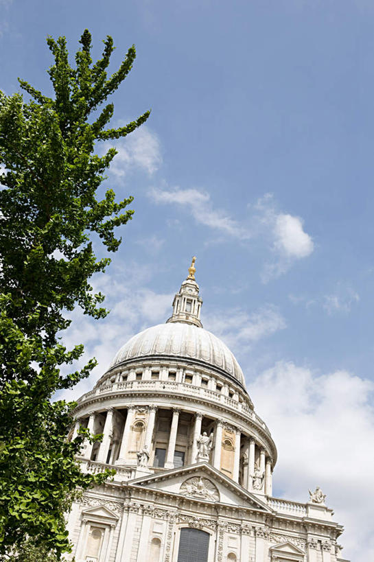 无人,教堂,竖图,室外,白天,仰视,旅游,度假,植物,标志建筑,地标,建筑,英国,欧洲,伦敦,阴影,节日,光线,影子,云,云朵,首都,云彩,文化,娱乐,建设,圣保罗大教堂,树,树木,蓝色,绿色,白云,蓝天,天空,阳光,自然,天,祈祷,享受,休闲,健康,旅游胜地,放松,许愿,宗教,信仰,生长,晴朗,成长,纪念,祈求,基督教,西欧,天主教,大不列颠,信念,世界文化遗产,大不列颠及北爱尔兰联合王国,大不列颠联合王国,日不落英帝国,雾都,平安,晴空,彩图,低角度拍摄,大教堂,礼拜堂