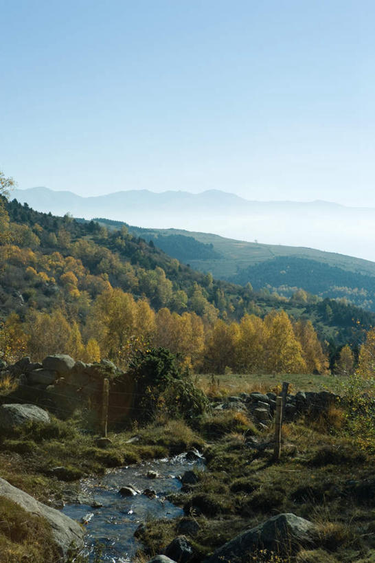 无人,栏杆,竖图,俯视,室外,白天,旅游,度假,草地,草坪,河流,石头,美景,山,山脉,树林,水,植物,雾,朦胧,模糊,石子,栅栏,河水,景观,篱笆,山峰,水流,围栏,山峦,娱乐,护栏,草,树,树木,蓝色,绿色,蓝天,天空,自然,群山,天,享受,休闲,景色,放松,生长,成长,迷雾,自然风光,石块,大雾,彩图,高角度拍摄