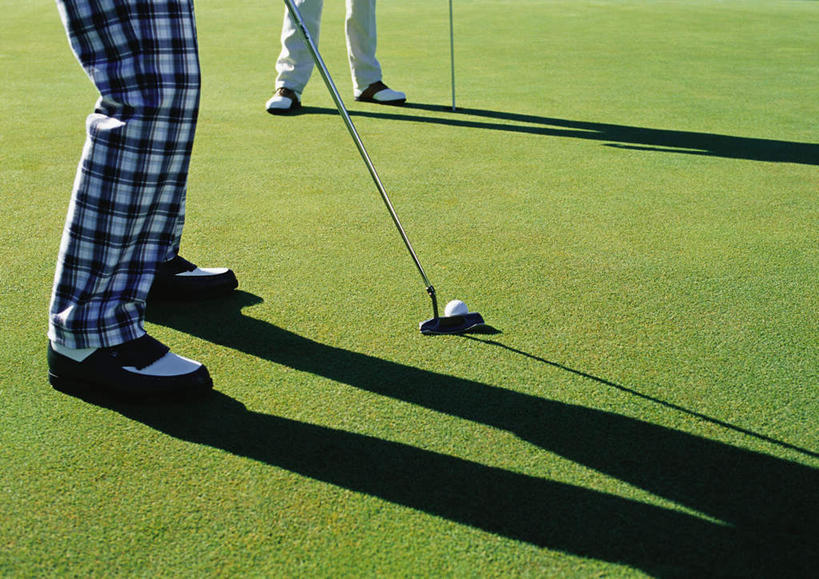 西方人,两个人,伙伴,朋友,站,摸,横图,俯视,室外,白天,旅游,度假,友谊,草地,草坪,植物,欧洲,欧洲人,抚摸,握,阴影,光线,高尔夫,高尔夫球,影子,球场,拿,拿着,休闲装,娱乐,高尔夫球场,草,绿色,阳光,站着,享受,休闲,休闲服,放松,握着,高尔夫球杆,绿茵场,高尔夫运动,高尔夫球具,友情,老年男性,男人,男性,白种人,触摸,接触,站立,半身,彩图,高角度拍摄