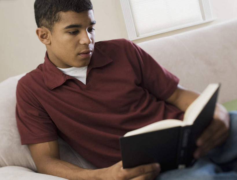 西方人,一个人,客厅,坐,横图,室内,白天,正面,窗户,沙发,书籍,欧洲,非洲,黑人,欧洲人,仅一个男性,仅一个人,一本,握,服装,墙,拿,拿着,注视,休闲装,玻璃窗,墙壁,墙面,仅一个年轻男性,衣服,观察,看,休闲,休闲服,握着,服饰,观看,察看,起居室,关注,布艺沙发,客堂,男人,男性,年轻男性,非洲人,书,图书,坐着,半身,彩图