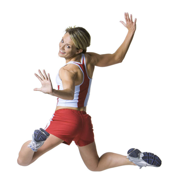 西方人,一个人,跳,伸展双臂,笑,微笑,露齿笑,竖图,室内,白天,白色背景,运动服,运动鞋,鞋子,欧洲,欧洲人,仅一个年轻女性,仅一个女性,仅一个人,服装,半空,扭头,注视,背面,衣服,红色,白色,观察,看,转头,摄影,服饰,影棚,观看,张开双腿,休闲鞋,察看,衣着,穿着,关注,衣饰,展开双腿,年轻女性,女人,女性,白种人,敞开双臂,伸开双臂,跳跃,展开双肩,张开手臂,张开双臂,彩图,全身,影棚拍摄,拍摄,伸展双腿,运动装