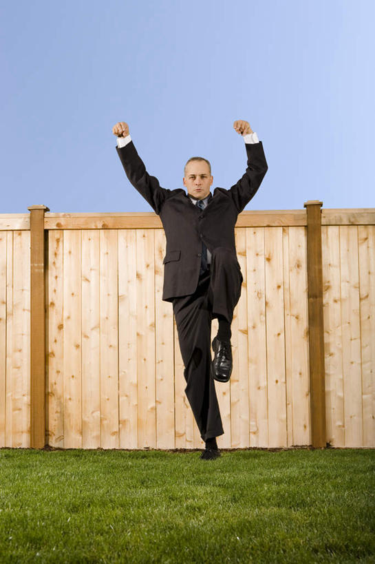 西方人,一个人,商务人士,商务男性,栏杆,跳,举,竖图,室外,白天,仰视,衬衫,草地,草坪,植物,欧洲,欧洲人,仅一个男性,仅一个人,仅一个中年男性,阴影,套装,光线,影子,栅栏,篱笆,围栏,领带,半空,注视,护栏,草,蓝色,绿色,蓝天,天空,阳光,天,观察,看,托,晴朗,观看,察看,象征,庄重,关注,商务装,身份,工薪阶层,万里无云,正式,地位,男人,男性,中年男性,白种人,白领,上班族,晴空,晴空万里,举起,举手,举着,跳跃,向上举,向上伸,向上托,彩图,低角度拍摄,全身,衬衣