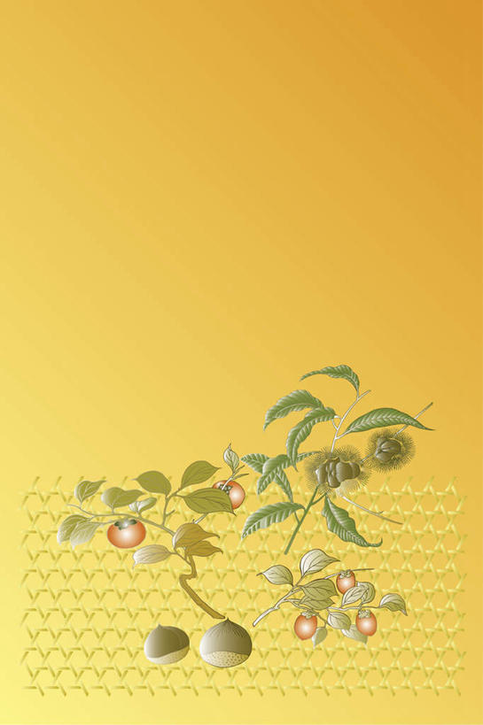 无人,竖图,插画,室内,白天,正面,数码,科技,植物,柿子,橙色背景,阴影,网络,篱笆,栗子,柿子树,高光,几何,计算机图形,合成,图画,画,树,树木,绿色,自然,橙色,生长,成长,电脑合成图,数码合成图,漫画,写实,具体,具象,彩图