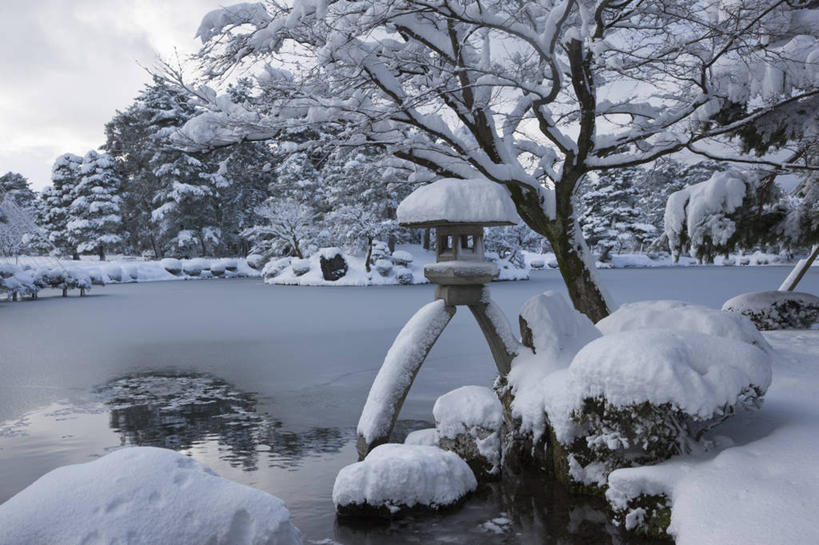 无人,横图,室外,白天,正面,旅游,度假,石头,雪,植物,大雪,标志建筑,地标,建筑,日本,亚洲,石子,池塘,积雪,水池,雪景,冬季,冬天,娱乐,建设,树,树木,绿色,天空,自然,天,享受,休闲,旅游胜地,放松,寒冷,生长,成长,东亚,本州,本州岛,日本国,金沢,金沢市,石川,石川县,中部地方,兼六园,严寒,县厅,石块,岩石,彩图