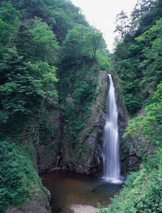 无人,竖图,室外,白天,正面,旅游,度假,石头,美景,瀑布,水,叶子,秋田县,日本,亚洲,飞溅,溅,石子,液体,湖面,景观,水流,水面,绿叶,娱乐,自然,湖水,享受,休闲,嫩叶,景色,放松,喷洒,自然风光,东亚,本州,本州岛,日本国,秋田,青森,青森县,东北地方,白神山地,叶,叶片,跌水,涧,山涧,石块,溪涧,岩石,玩耍,彩图