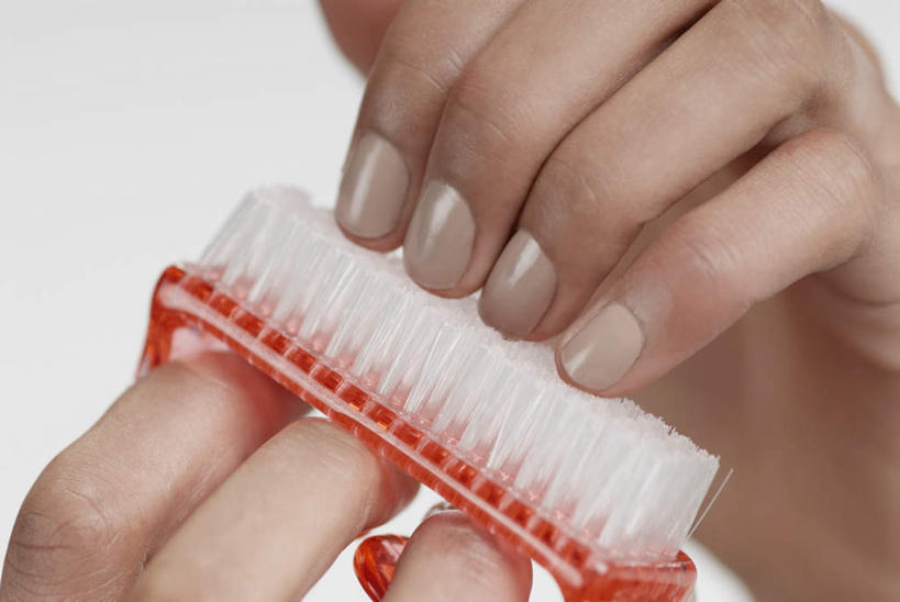 西方人,手,指甲,一个人,横图,室内,特写,白天,白色背景,正面,欧洲,欧洲人,双手,仅一个年轻女性,仅一个女性,仅一个人,一把,握,拿,拿着,刷子,手部,握着,摄影,影棚,沐浴刷,清洁用具,洗浴用具,年轻女性,女人,女性,白种人,手指甲,半身,彩图,影棚拍摄,拍摄