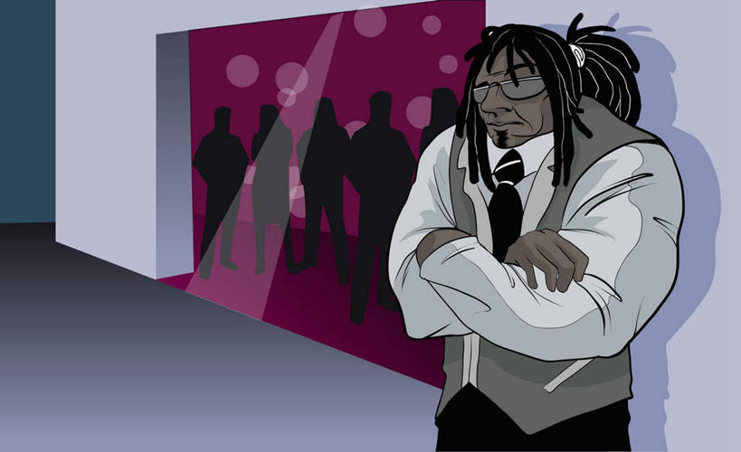 西方人,一个人,无人,站,双手交叉,横图,插画,室内,白天,正面,衬衫,数码,科技,欧洲,非洲,黑人,欧洲人,仅一个男性,仅一个人,阴影,梦幻,发光,光束,网络,墙,走道,走廊,过道,领带,光亮,高光,几何,计算机图形,合成,图画,注视,墙壁,墙面,画,仅一个年轻男性,白色,黑色,观察,看,靠,靠着,倚靠,站着,观看,电脑合成图,数码合成图,察看,双手抱胸,倚着,未来,合成图,关注,发亮,漫画,憧憬,写实,具体,具象,男人,男性,年轻男性,非洲人,站立,半身,彩图,衬衣