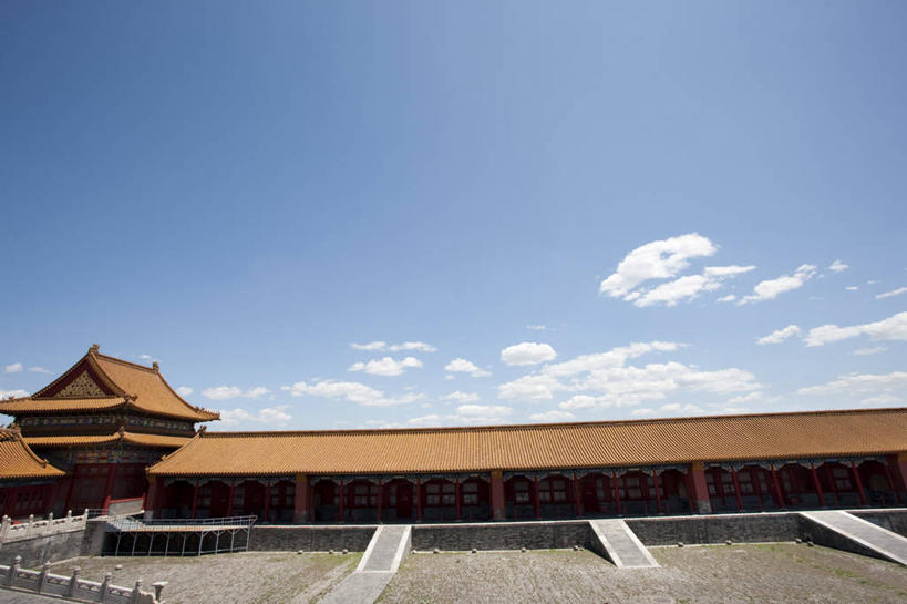 无人,故宫,宫殿,横图,室外,白天,留白,度假,建筑,北京,中国,亚洲,云,首都,古典,宏伟,历史,传统,城墙,蓝色,风景,地标建筑,摄影,城楼,宁静,风格,都市风光,中国文化,东亚,万里无云,彩图,旅行,传统文化,过去