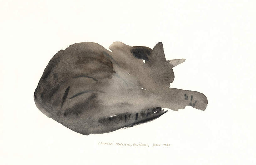 无人,睡,横图,室内,白天,白色背景,侧面,绘画,宠物,猫,艺术,古典,文化,一只,灰色,动物,工艺品,趴着,品味,可爱,美术,水彩,水彩画,高雅,猫咪,美学,困,困觉,趴,寝息,睡觉,彩图,全身