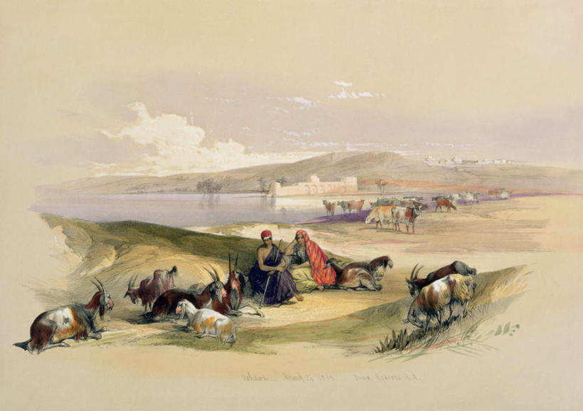 东方人,无人,两个人,站,坐,横图,室内,白天,正面,民族服装,绘画,草地,草坪,湖,湖泊,沙漠,水,植物,野生动物,羊,油画,亚洲,服装,艺术,湖面,水流,水面,古典,黄种人,文化,草,衣服,绿色,动物,工艺品,湖水,品味,站着,可爱,服饰,活泼,美术,高雅,衣着,穿着,美学,衣饰,男人,男性,女人,女性,中年男性,中年女性,亚洲人,大漠,砂漠,山羊,站立,坐着,彩图,全身,传统服装,民俗服