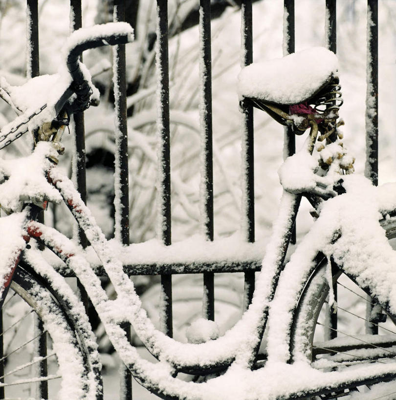 无人,栏杆,竖图,室外,特写,白天,正面,雪,大雪,自行车,一辆,阴影,光线,影子,栅栏,积雪,篱笆,雪景,冬季,冬天,围栏,护栏,车,脚踏车,阳光,交通工具,靠,靠着,倚靠,寒冷,倚着,载具,严寒,彩图