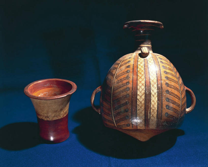 无人,横图,静物,花瓶,秘鲁,蓝色背景,陶瓷制品,首都,杯,历史,两个,摄影,利马,美术工艺,彩图,影棚拍摄,过去