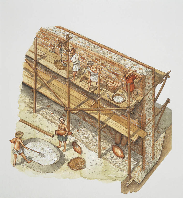 西方人,成年人,人群,横图,竖图,俯视,插画,室外,白天,合作,团队,建筑业,技术,数码,科技,建筑,欧洲,欧洲人,五个人,阴影,网络,墙,高光,几何,计算机图形,合成,图画,历史,设备,水泥,裸露,古罗马,脚手架,画,施工,交通工具,机械,工业,电脑合成图,数码合成图,工程,合成图,要塞,载具,裸,漫画,写实,具体,具象,工作车,施工车,古代文明,男人,男性,白种人,彩图,高角度拍摄