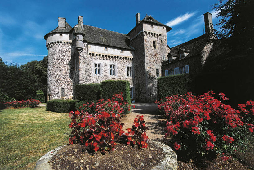 无人,横图,室外,白天,仰视,植物,窗户,建筑,法国,欧洲,城堡,云,历史,草,花,树,天空,摄影,地中海文化,中欧,奥弗涅,自然地理,彩图,低角度拍摄,旅行,过去