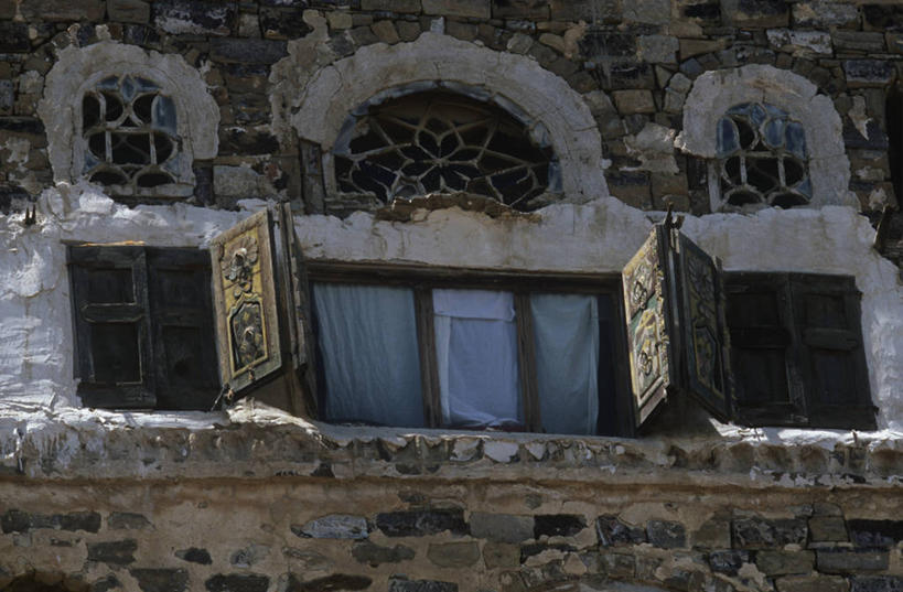 无人,横图,室外,白天,仰视,窗户,建筑,也门,房屋,首都,历史,摄影,萨那,阿拉伯,彩图,低角度拍摄,传统文化