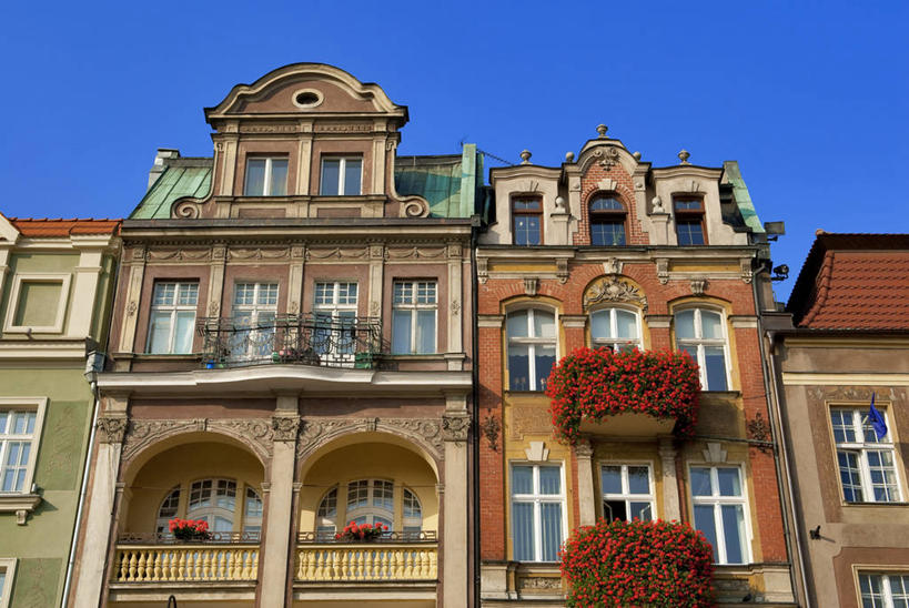 无人,家,横图,室外,白天,仰视,度假,美景,窗户,城市风光,城市,欧洲,波兰,阴影,盛开,光线,影子,房屋,墙,屋子,景观,公寓,花蕾,娱乐,洋房,楼房,玻璃窗,墙壁,墙面,住宅,花,花瓣,花朵,鲜花,蓝色,蓝天,天空,阳光,天,花苞,花蕊,享受,休闲,景色,放松,晴朗,中欧,万里无云,首府,波兰共和国,波兹南,波兹南省,晴空,晴空万里,彩图,低角度拍摄,房子