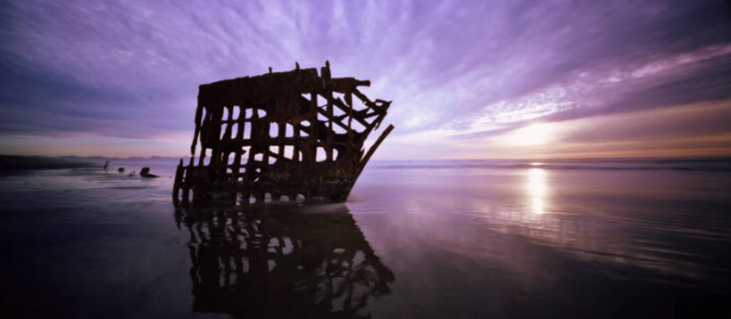 无人,横图,全景,室外,海洋,日落,美国,废弃,反射,破坏,破损,紫色,自然,黄昏,摄影,报废,损坏,废物,下降,丢弃,剪影,俄勒冈州,放弃,抛弃,海难,失事,摈弃,彩图,屏弃,摈斥,摒除