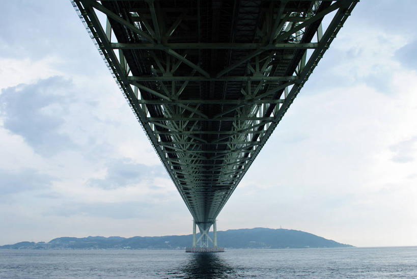 无人,横图,室外,白天,海洋,山,建筑,日本,反射,云,联系,风景,天空,自然,摄影,明石海峡大桥,彩图