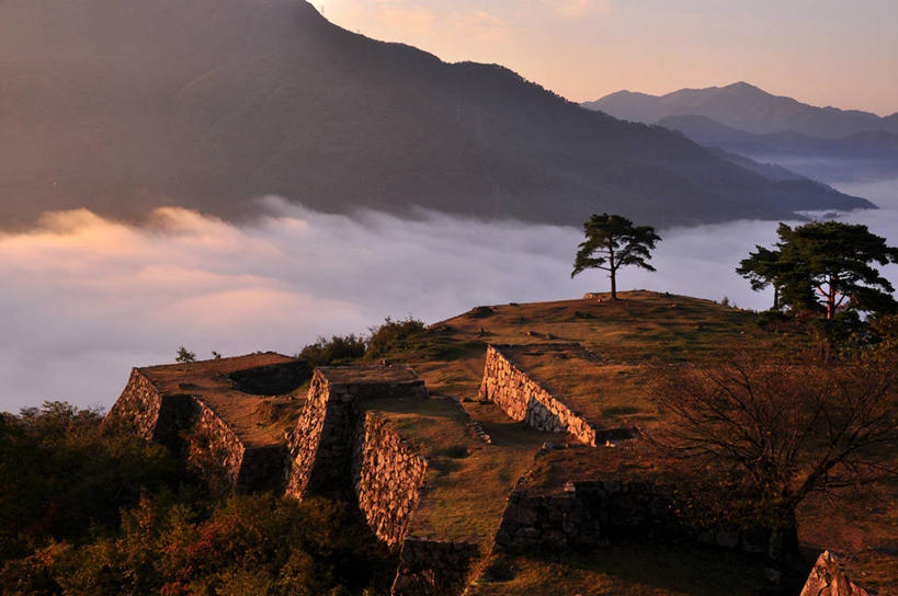 无人,横图,俯视,室外,河流,美景,山脉,日光,日本,地形,景观,云,废墟,树,风景,天空,自然,黄昏,景色,摄影,宁静,自然风光,兵库县,彩图,高角度拍摄