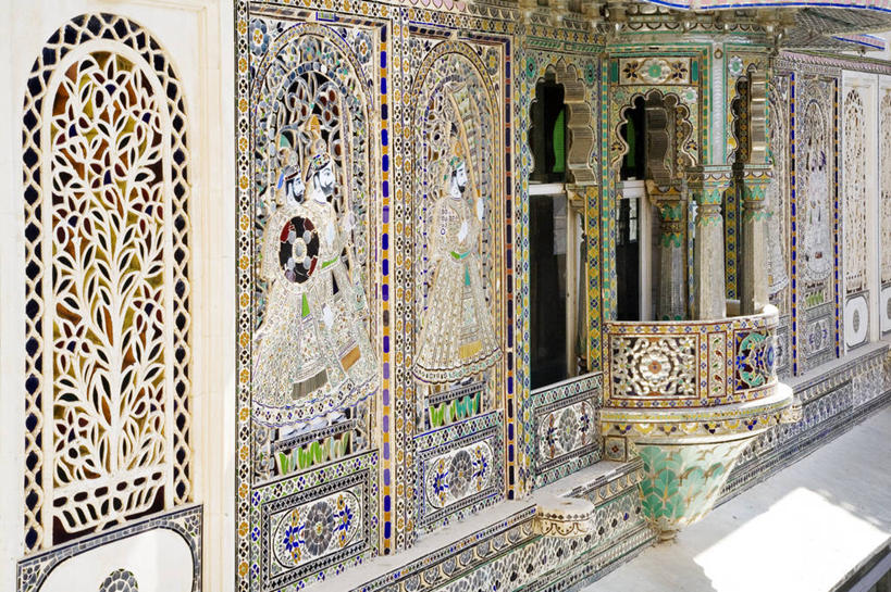 无人,宫殿,横图,室外,白天,阳台,城市,建筑,日光,印度,花纹,图案,墙,庭院,历史,摄影,印度文化,拉贾斯坦邦,乌代浦,彩图