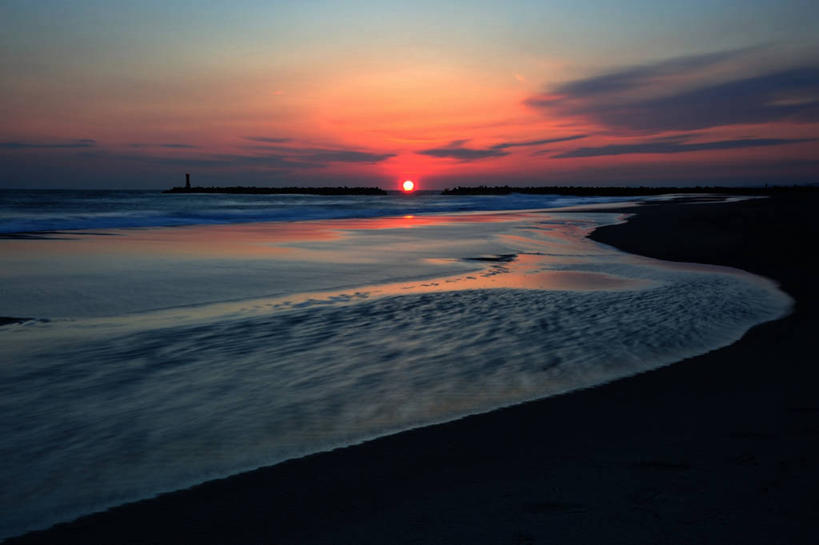 无人,横图,室外,长时间曝光,海浪,海洋,美景,日落,太阳,静冈县,日光,日本,日本文化,沙子,景观,云,风景,天空,自然,景色,摄影,宁静,自然风光,海滩,彩图,滨松
