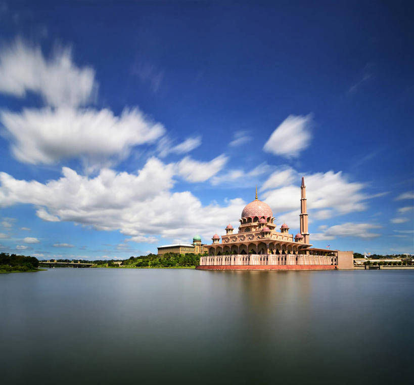 无人,横图,室外,白天,建筑,马来西亚,云,天空,摄影,伊斯兰教,圆顶建筑,清真寺,布城,彩图