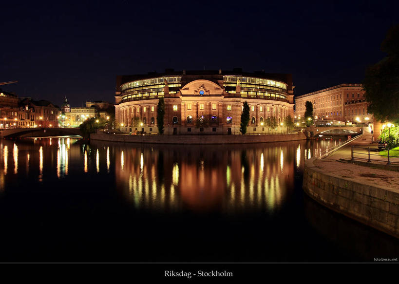 无人,横图,室外,夜晚,河流,建筑,瑞典,反射,流水,首都,地标建筑,摄影,政府大楼,政府,斯堪狄纳维亚半岛,议会大楼,旅行