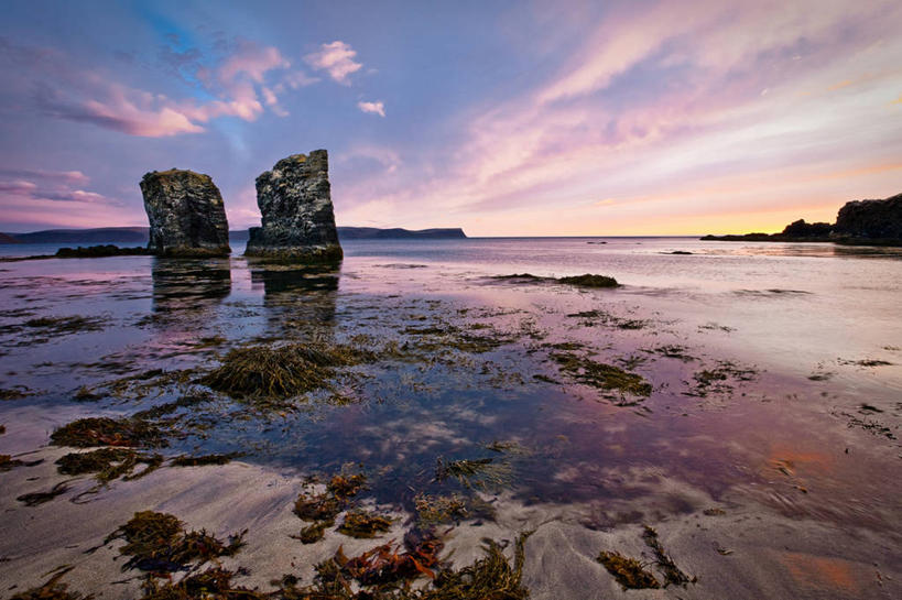 无人,横图,室外,海洋,美景,日落,欧洲,冰岛,景观,水平线,风景,自然,景色,摄影,宁静,岩层,自然风光,北欧,冰岛共和国,岩石,彩图,西峡湾区