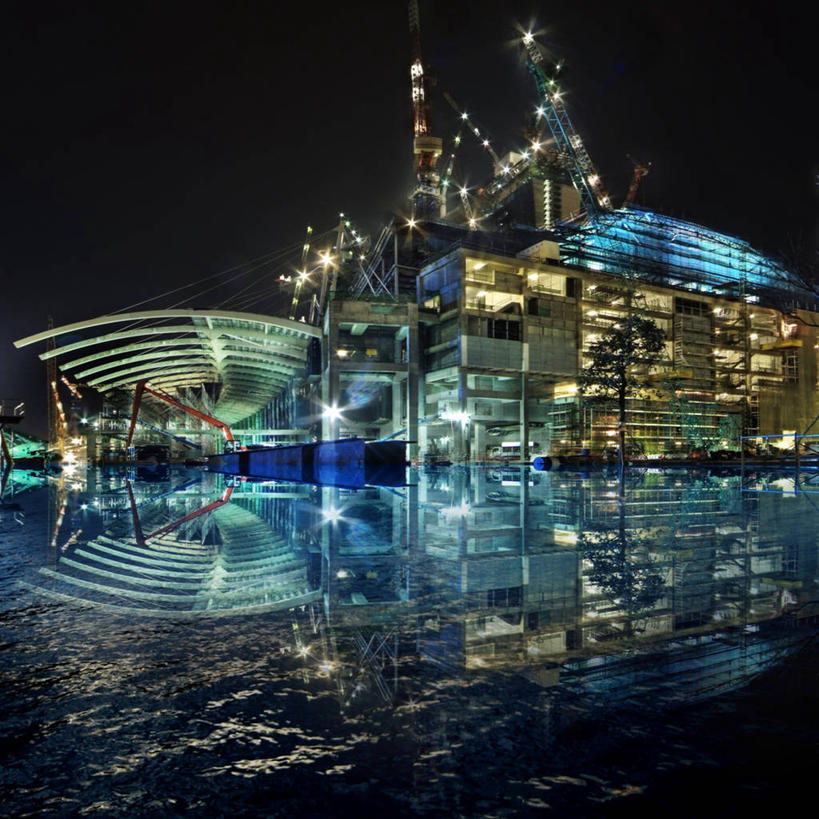 无人,方图,室外,夜晚,仰视,城市,建筑,新加坡,反射,海湾,工业,摄影,宁静,照亮,货运,彩图,低角度拍摄,海港,滨海湾金沙酒店