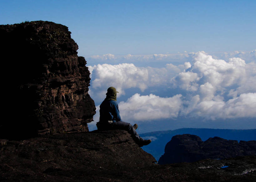 西方人,成年人,一个人,无人,坐,横图,俯视,室外,白天,旅游,度假,美景,巴西,欧洲,欧洲人,仅一个男性,仅一个人,地平线,景观,辽阔,地面,宏伟,娱乐,仅一个年轻男性,天空,自然,享受,休闲,广阔,思考,景色,放松,摄影,宁静,一望无际,岩层,成就,自然风光,延伸,天地相交,无边无际,一马平川,男人,男性,年轻男性,白种人,年轻人,岩石,彩图,高角度拍摄,罗赖马山,雨林