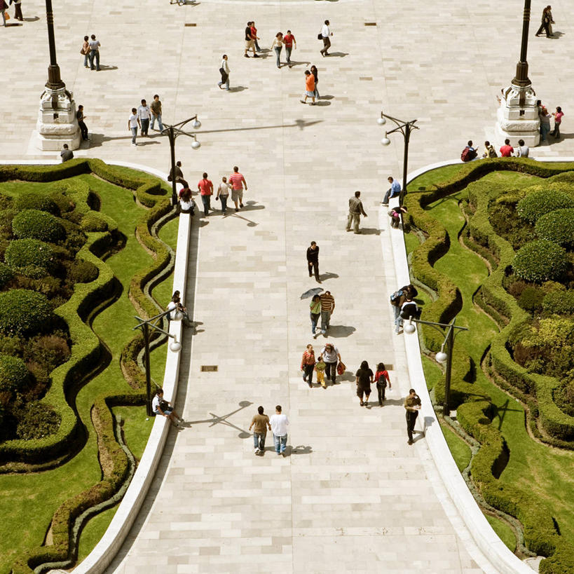 广场,方图,俯视,室外,白天,旅游,城市,墨西哥,人行道,首都,许多人,一群人,摄影,园林,北美,北美洲,拉丁美洲,美洲,墨西哥城,北亚美利加洲,亚美利加洲,墨西哥合众国,仙人掌王国,联邦区,树篱,墨西哥国家美术宫,步行,彩图,高角度拍摄