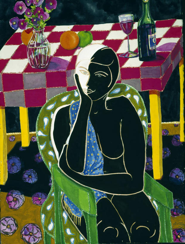 成年人,裸体,一个人,坐,竖图,插画,室内,绘画,性感,神秘,数码,科技,桌子,苹果,花瓶,水果,仅一个女性,阴影,艺术,网络,高光,几何,计算机图形,合成,图画,蜡笔画,饮食,画,酒瓶,披肩,瓶子,花束,靠,靠着,思考,红葡萄酒,颜料,美术,电脑合成图,数码合成图,扶手椅,合成图,葡萄酒杯,漫画,写实,具体,具象,彩图,独处