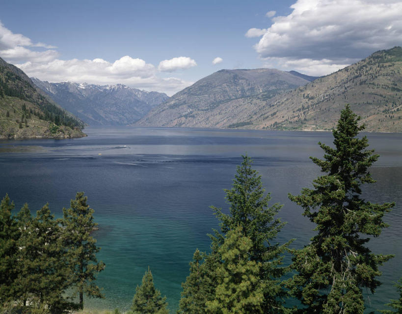 无人,横图,室外,白天,旅游,度假,湖,美景,山脉,美国,景观,云,娱乐,树,风景,天空,自然,享受,休闲,景色,放松,摄影,宁静,自然风光,华盛顿州,卡斯基德山脉,奇兰县,澈兰湖,自然地理,彩图